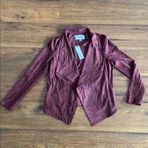 NWT BB Dakota Faux Suede Drape Front Jacket
